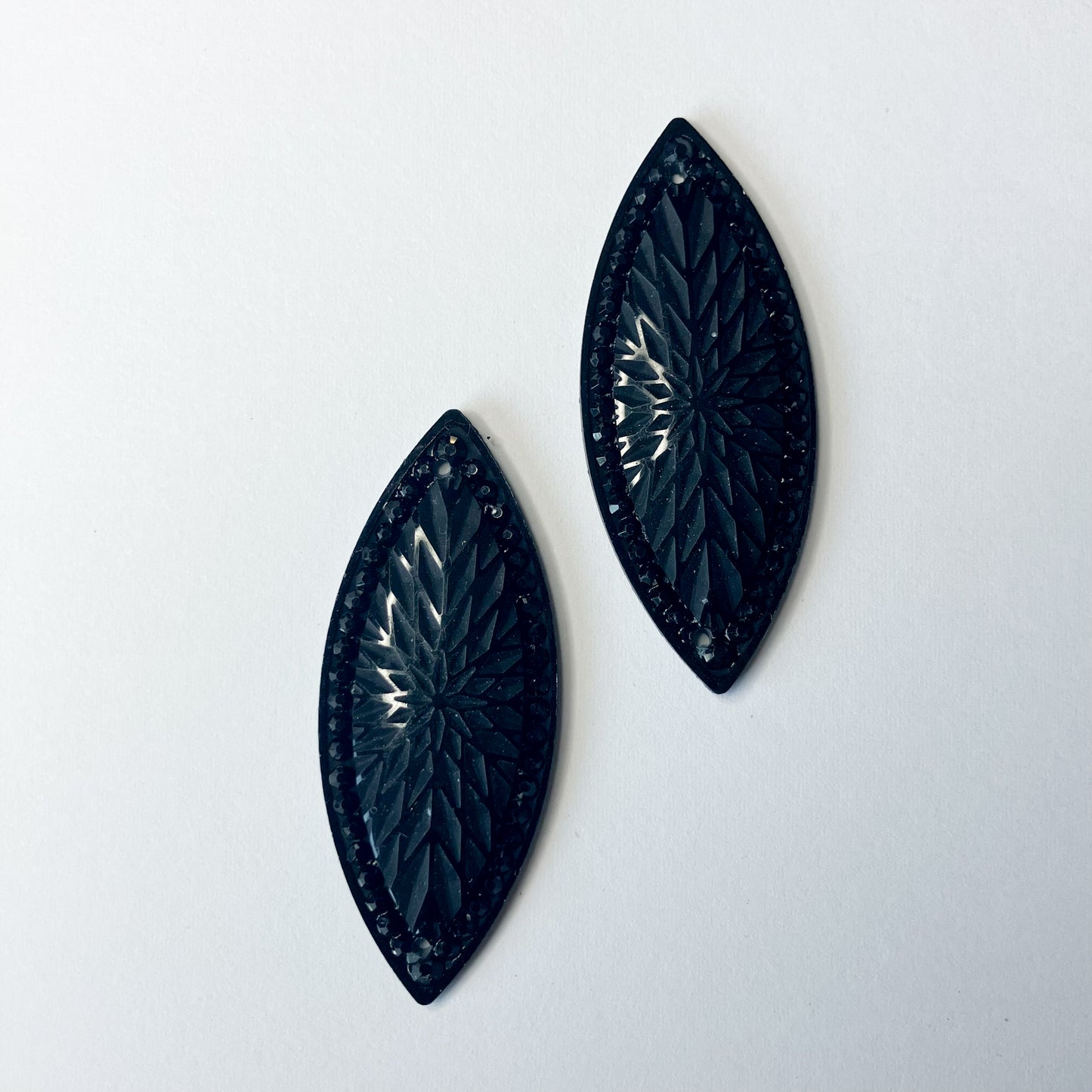 Black Starburst Horse Eye Pair, 20x50cm Resin Cabochons Gems-6pc.