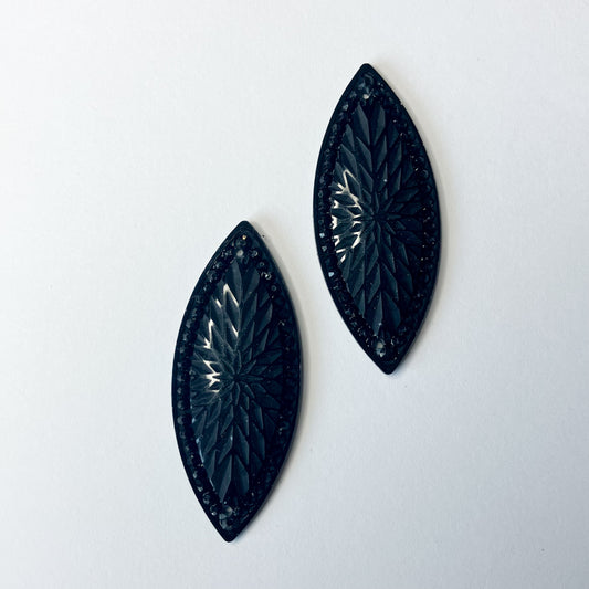 Black Starburst Horse Eye Pair, 20x50cm Resin Cabochons Gems-6pc.