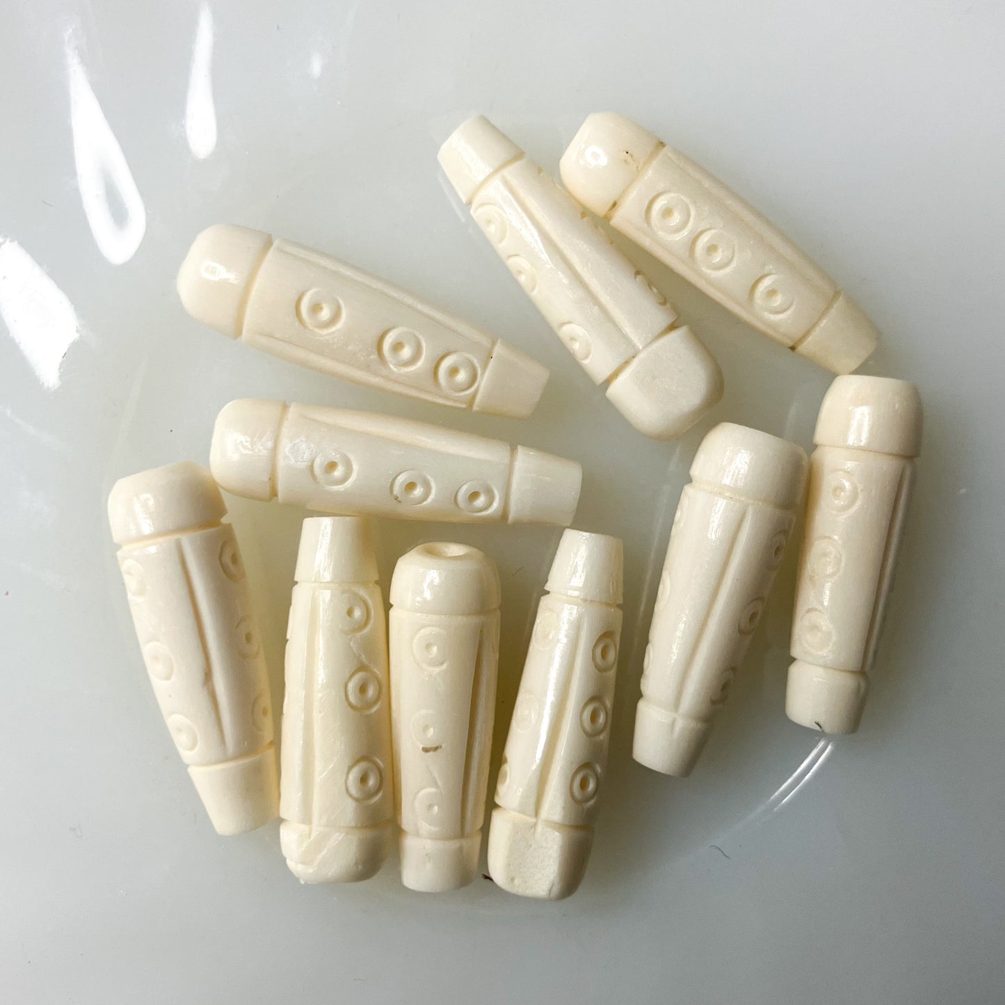 Carved Bone Beads – Set of 10
