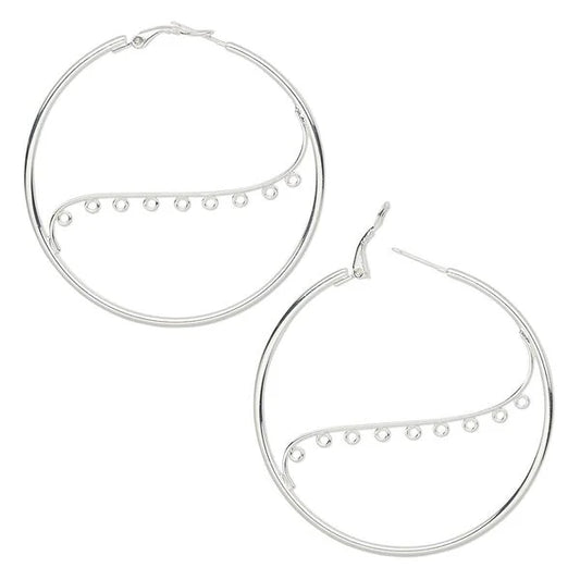 56mm Silver Hoop Earring Blanks with Loops – 4 Pack