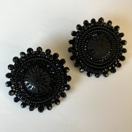 Black Beaded Earrings – Post Back