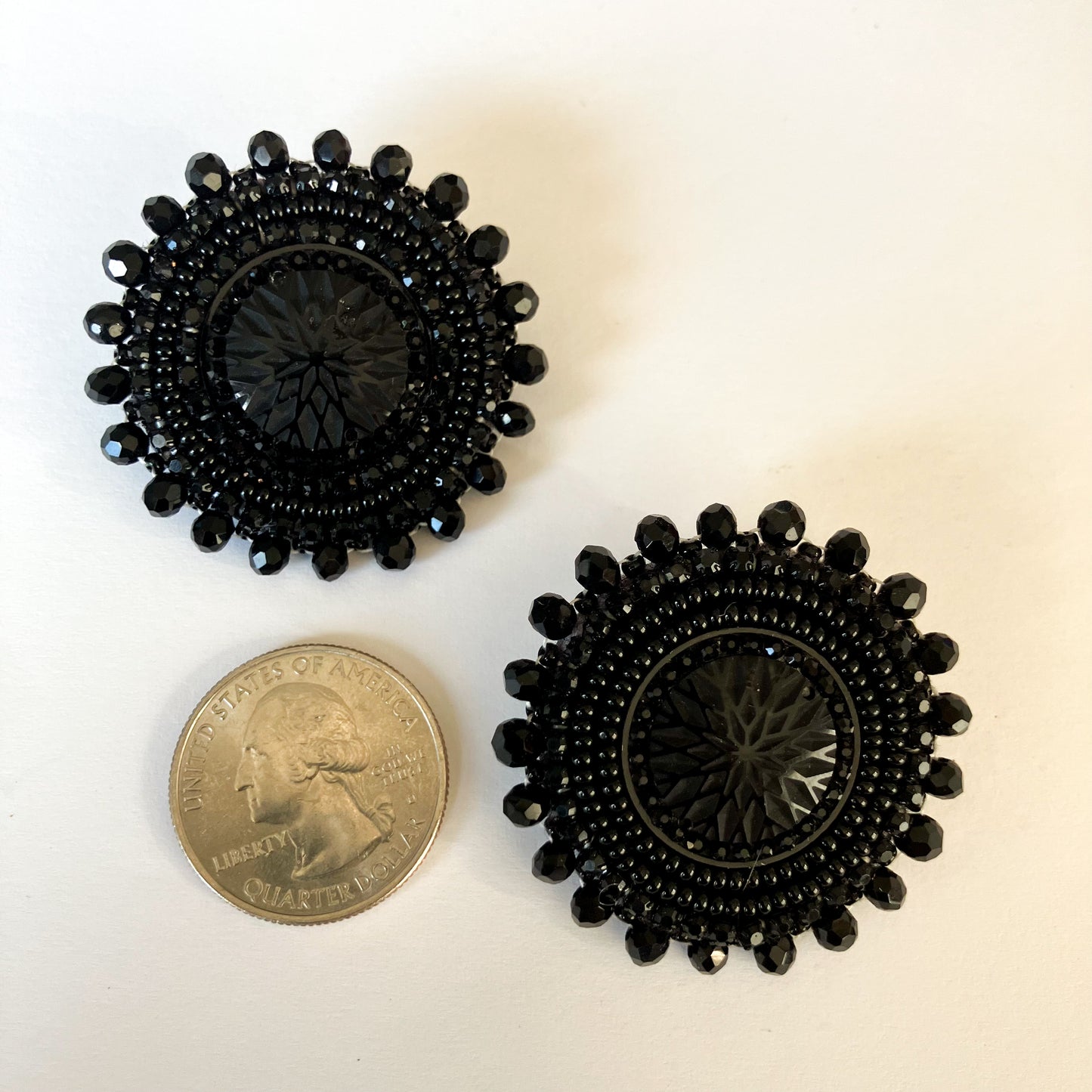 Black Beaded Earrings – Post Back