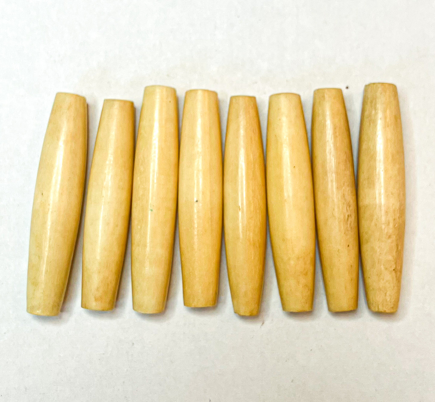 Set of 8 Natural Pipe Bone Beads – 2" Long
