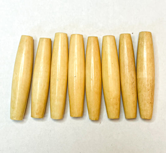 Set of 8 Natural Pipe Bone Beads – 2" Long