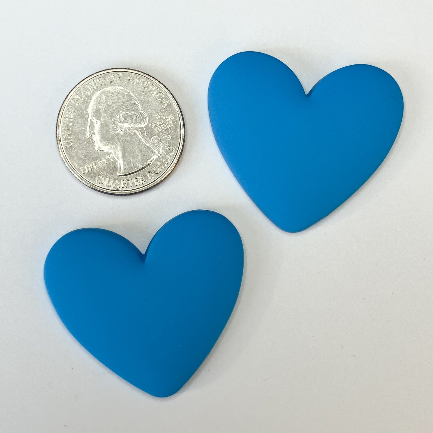 Dark Blue Flatback Resin Heart Cabochons – Set of 2