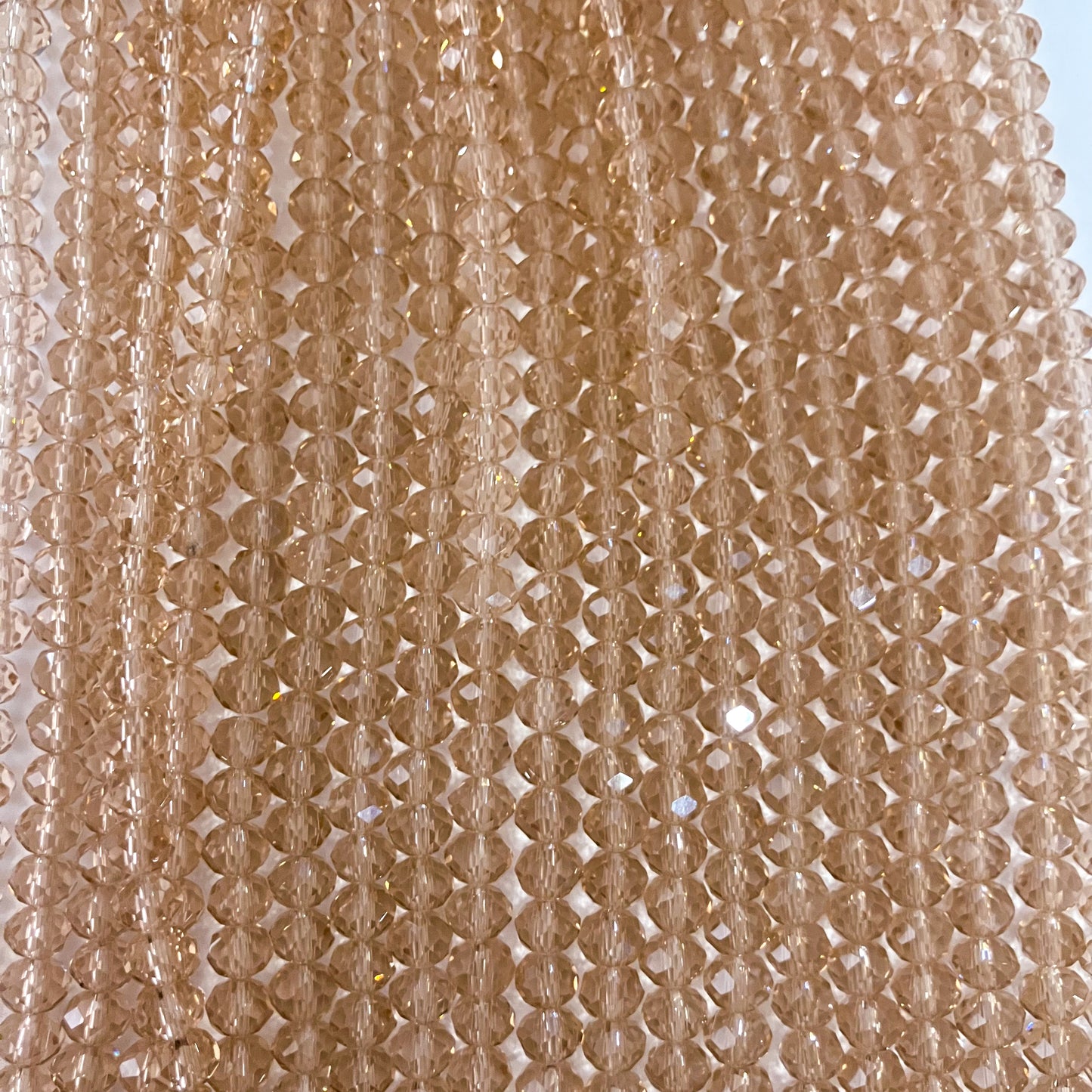 6mm Transparent Champagne Crystal Beads (1 Strand, ~80 Beads)