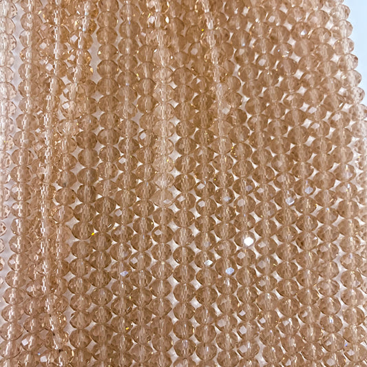 6mm Transparent Champagne Crystal Beads (1 Strand, ~80 Beads)