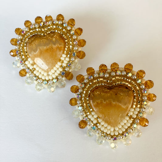 Amber Sunrise Hearts Earrings