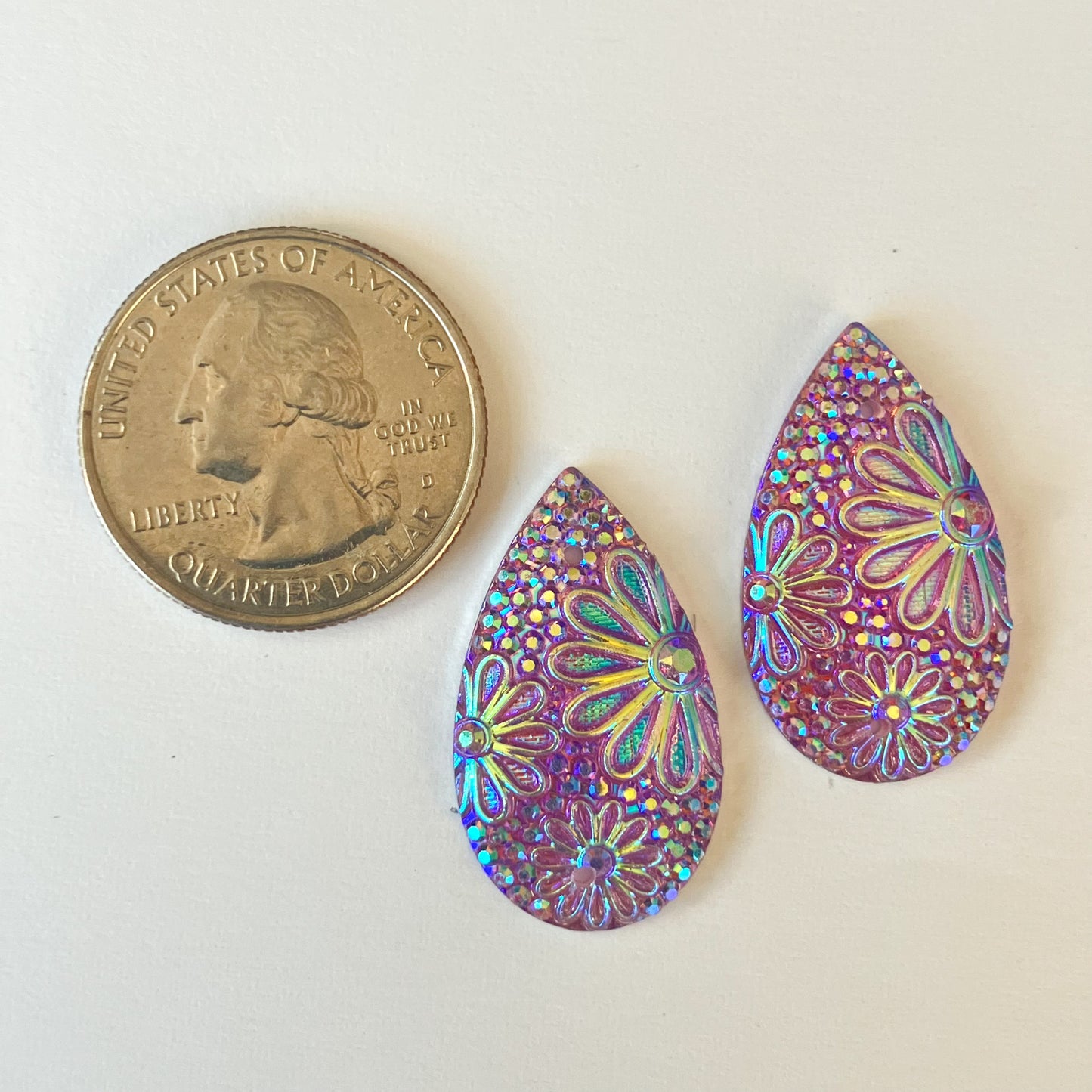 Purple Teardrop Resin Cabochons – Set of 2