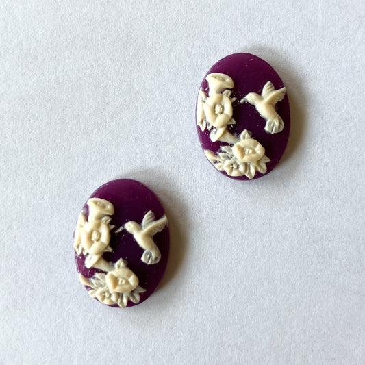 Purple Hummingbird Cabochon Set – 18x13mm (2 Pieces)