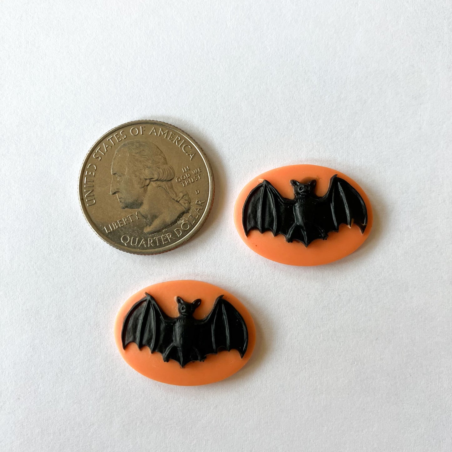 Orange and Black Bat Cabochon Set – 25x18mm (2 Pieces)