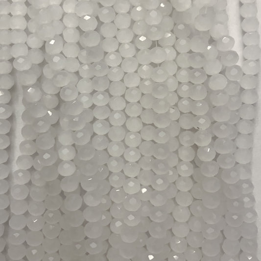 4mm Frosted White Crystal Beads (1 Strand, ~125 Beads)