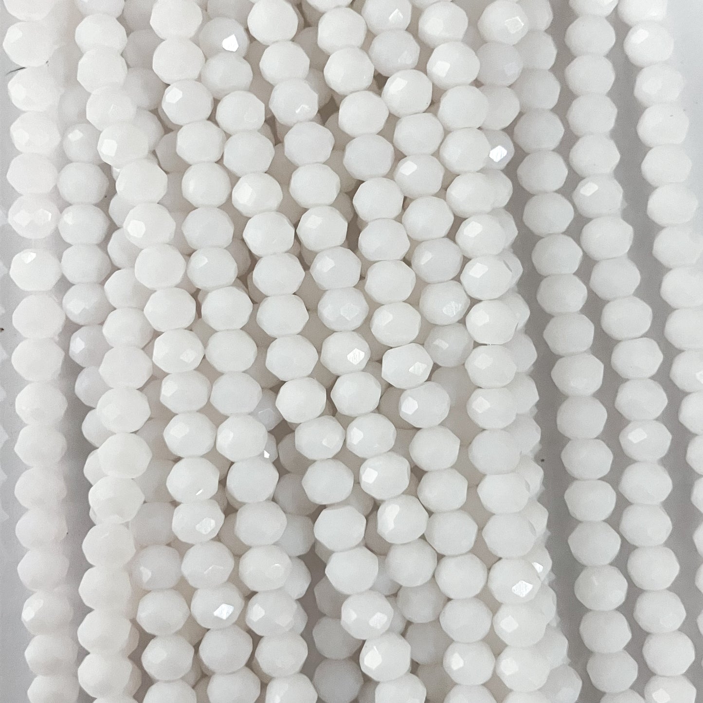 6mm Opaque White Crystal Beads (1 Strand, ~80 Beads)