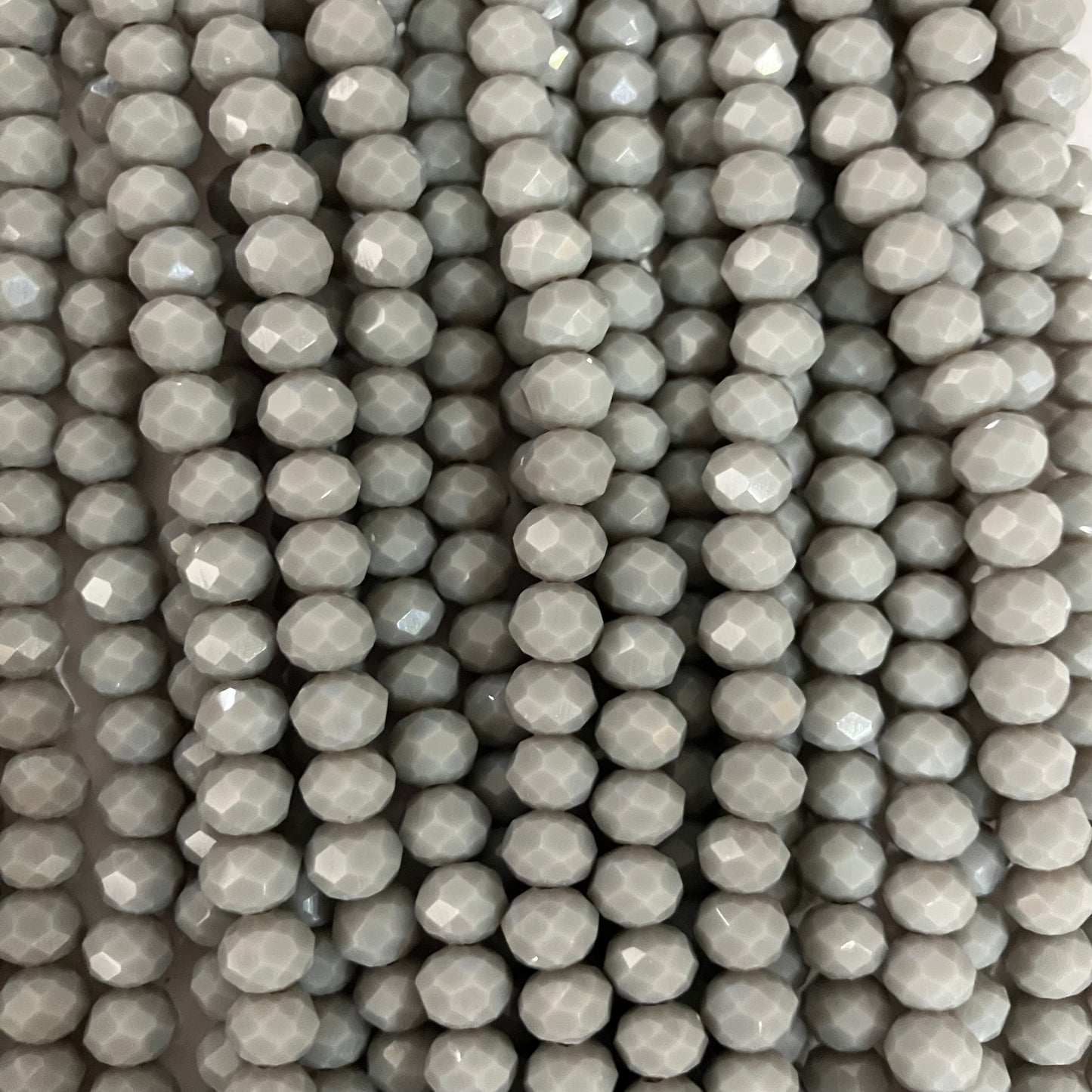 6mm Opaque Gray Crystal Beads (1 Strand, ~80 Beads)