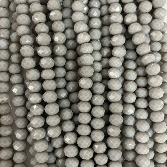 6mm Opaque Gray Crystal Beads (1 Strand, ~80 Beads)