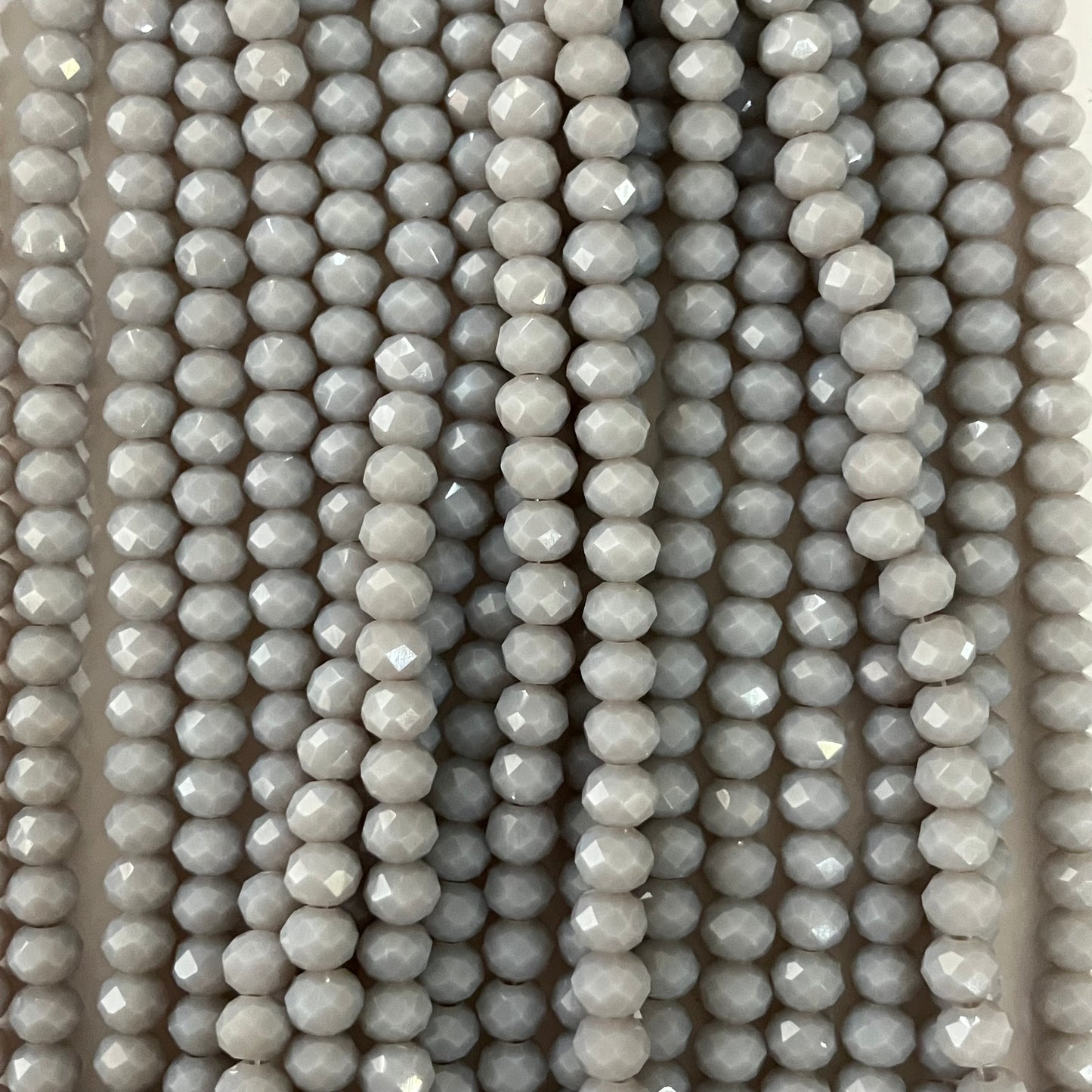 6mm Opaque Light Gray Crystal Beads (1 Strand, ~80 Beads)