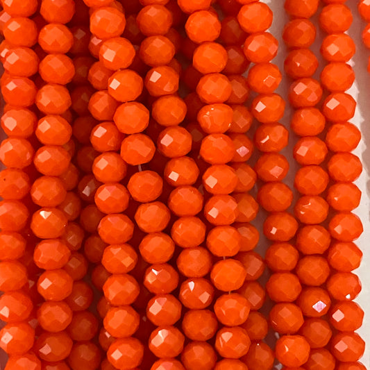 6mm Opaque Orange Crystal Beads (1 Strand, ~80 Beads)
