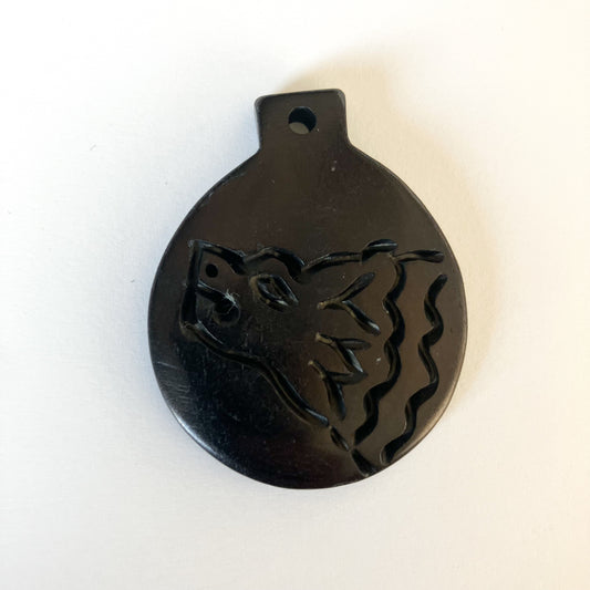 Wolf Bone Pendant – Black (1.5 x 2 in)
