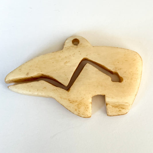 Antiqued Brown Bear with Arrow Bone Pendant – Approx. 2" x 1.5"