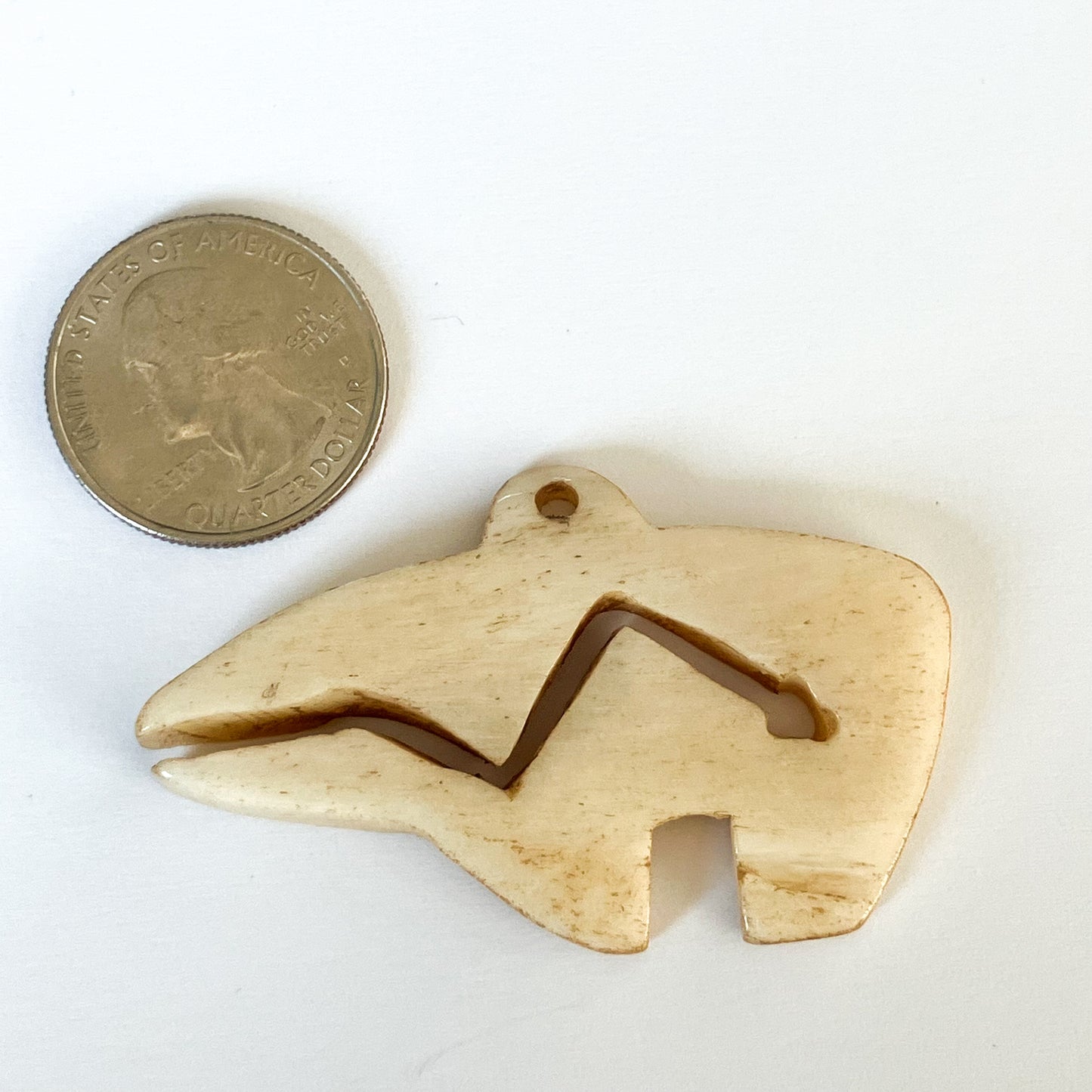 Antiqued Brown Bear with Arrow Bone Pendant – Approx. 2" x 1.5"