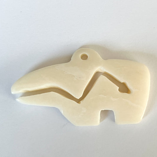 White Bear with Arrow Bone Pendant – Approx. 2" x 1.5"