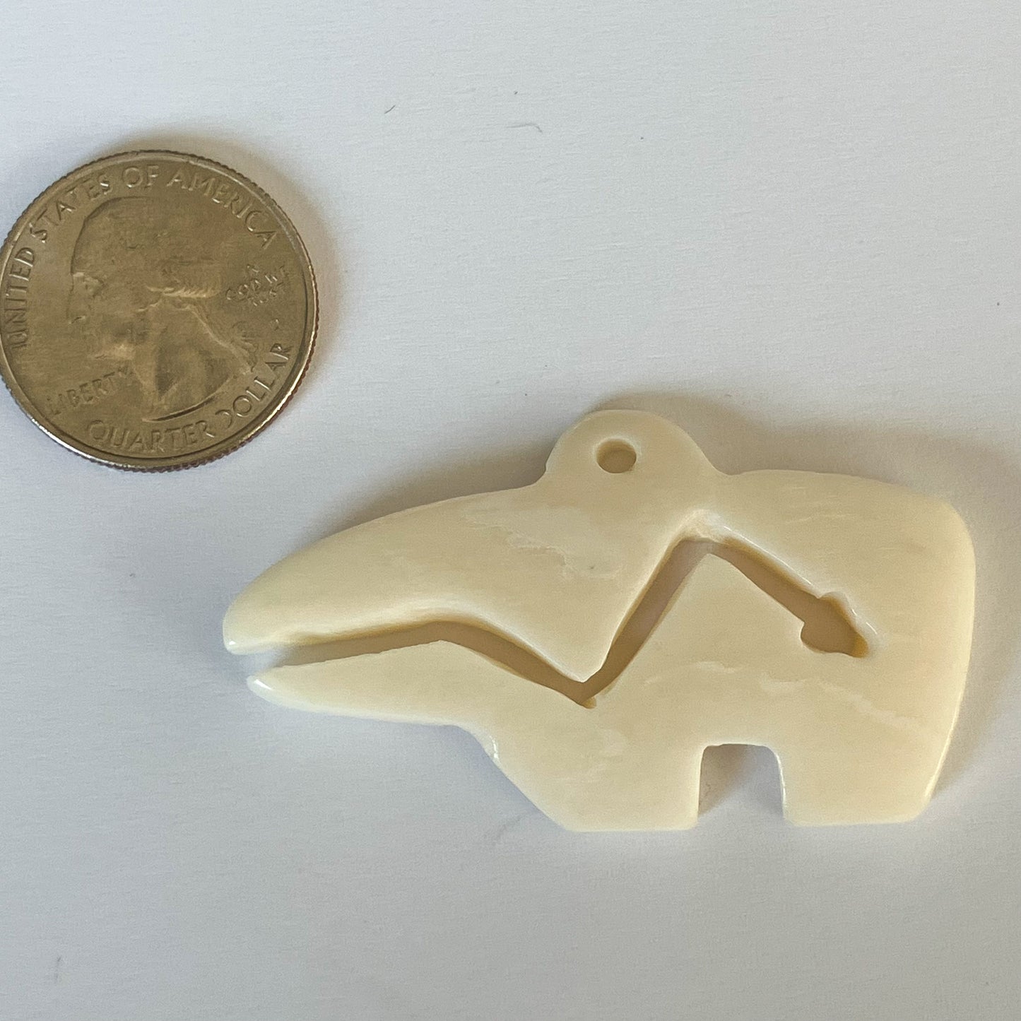 White Bear with Arrow Bone Pendant – Approx. 2" x 1.5"