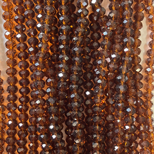 6mm Transparent Brown Crystal Beads (1 Strand, ~80 Beads)
