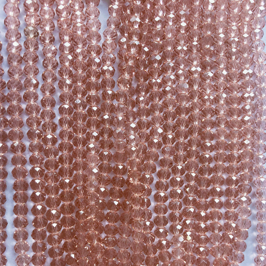 6mm Transparent Light Pink Crystal Beads (1 Strand, ~80 Beads)