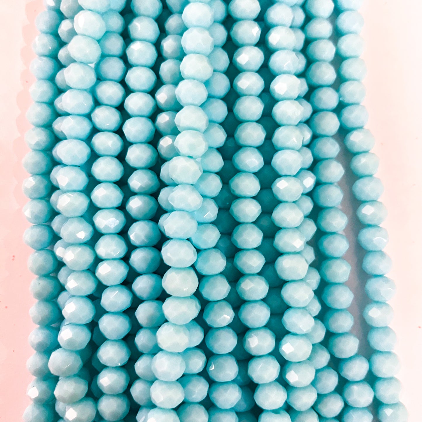 6mm Opaque Light Blue Crystal Beads (1 Strand, ~80 Beads)