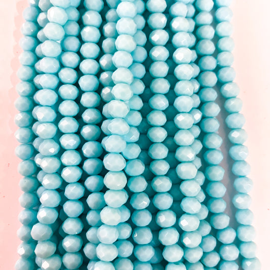 6mm Opaque Light Blue Crystal Beads (1 Strand, ~80 Beads)