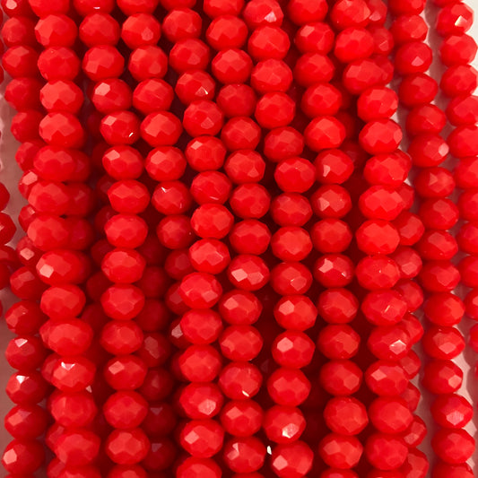 6mm Opaque Light Red Crystal Beads (1 Strand, ~80 Beads)