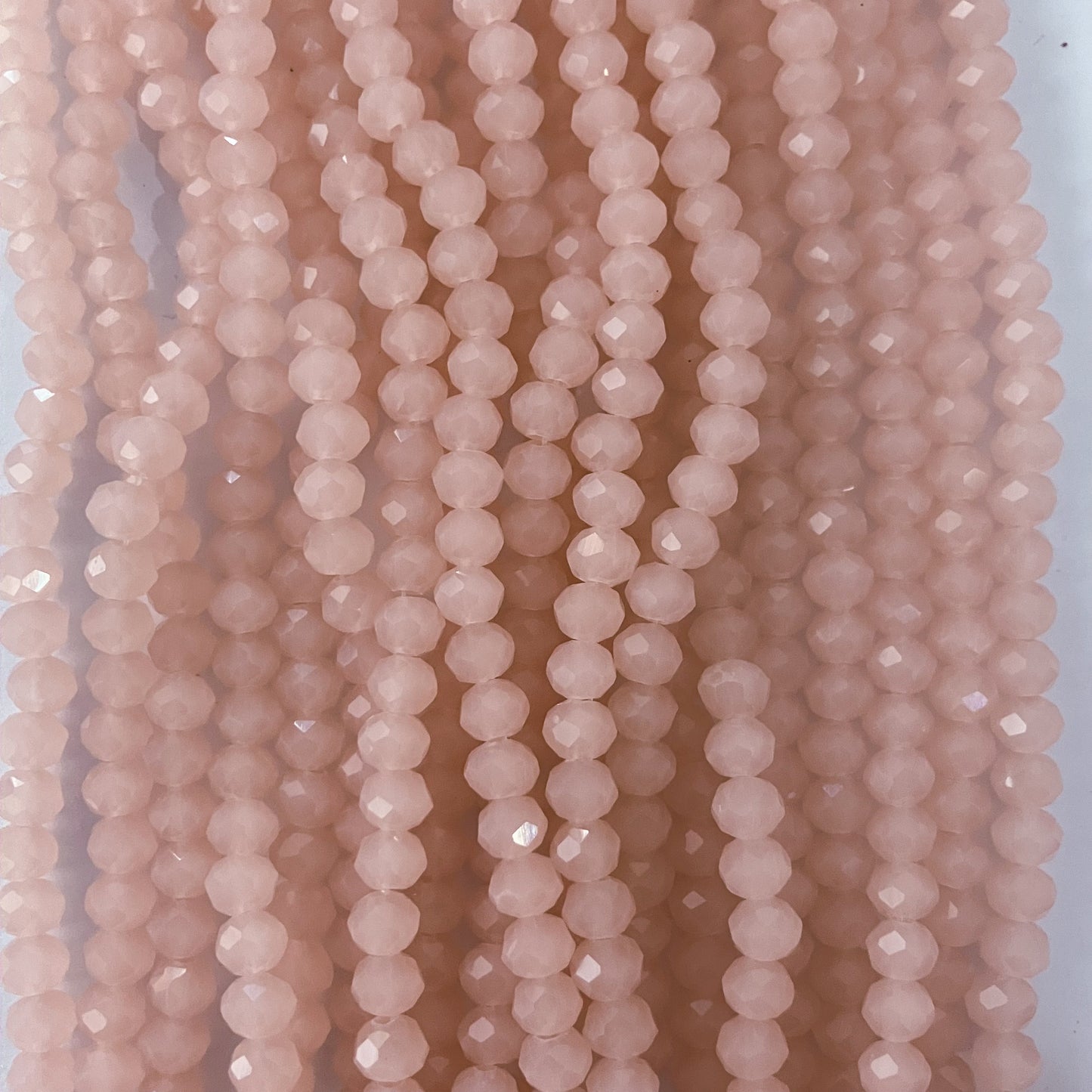 6mm Frosted Peachy Pink Crystal Beads (1 Strand, ~80 Beads)