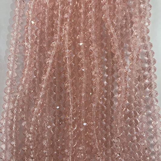 6mm Transparent Pink Crystal Beads (1 Strand, ~80 Beads)