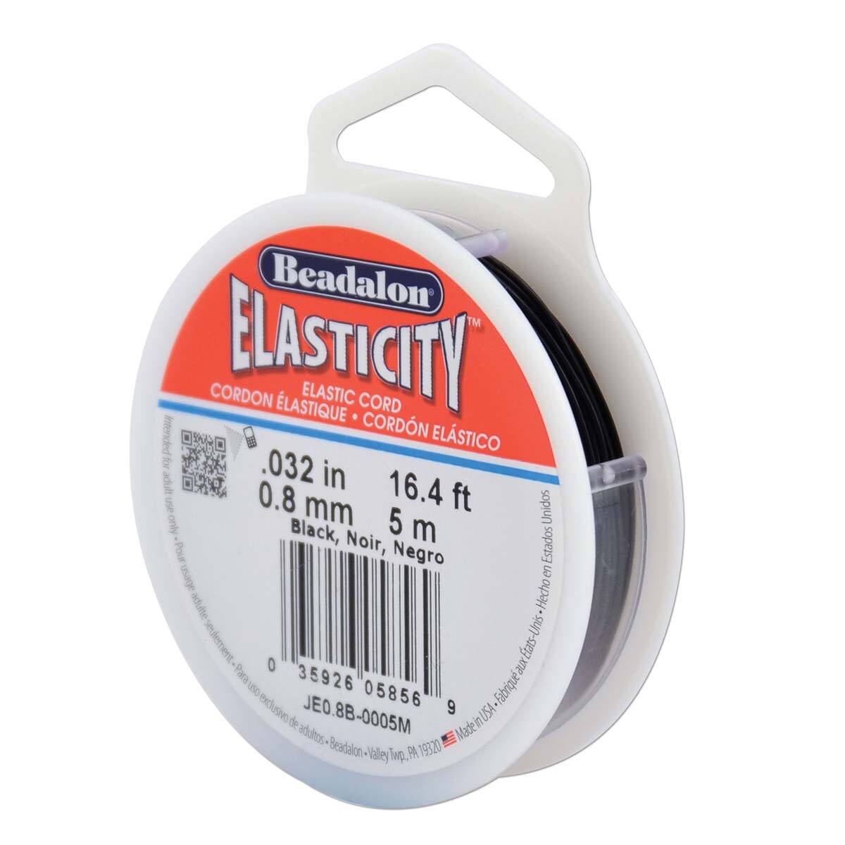 Elastic Cord – 0.8mm, Black (5 Meters)