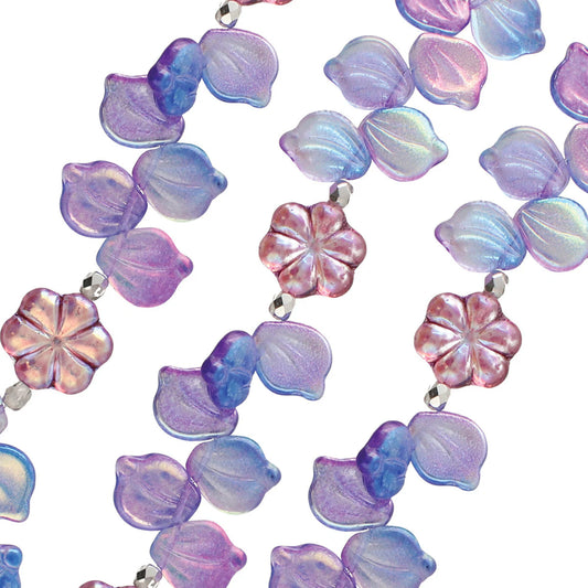 Purple Leaves Mix Bead Strand – Czech Glass