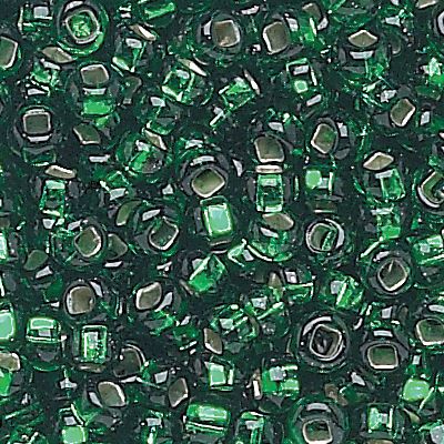 11/0 Emerald Silver-Lined Czech Seed Beads - Hank: 12 String